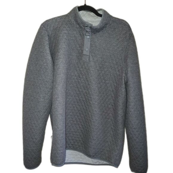 Marine Layer Corbet Quilted Reversible Mock Neck Pullover Long Sleeve Gray Large - Picture 2 of 13